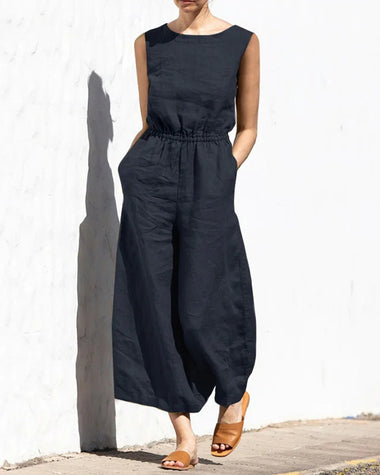 Olive | Women's Sleeveless Wide-Leg Jumpsuit