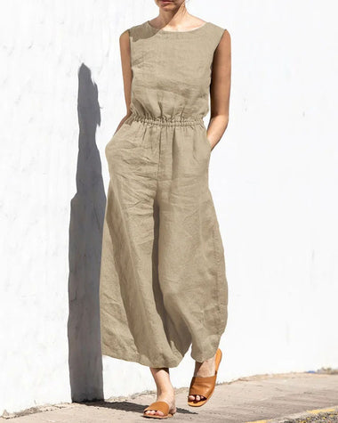 Olive | Women's Sleeveless Wide-Leg Jumpsuit