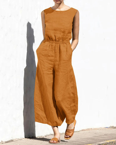 Olive | Women's Sleeveless Wide-Leg Jumpsuit