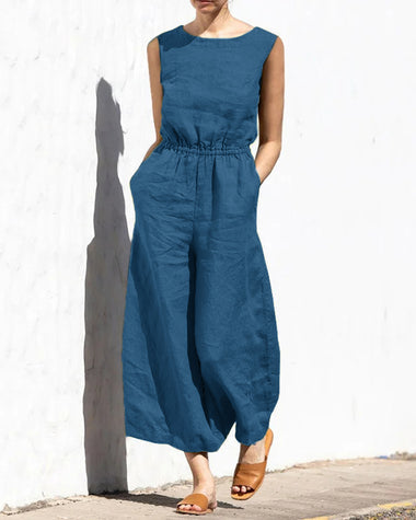 Olive | Women's Sleeveless Wide-Leg Jumpsuit
