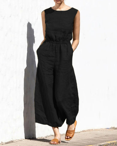 Olive | Women's Sleeveless Wide-Leg Jumpsuit