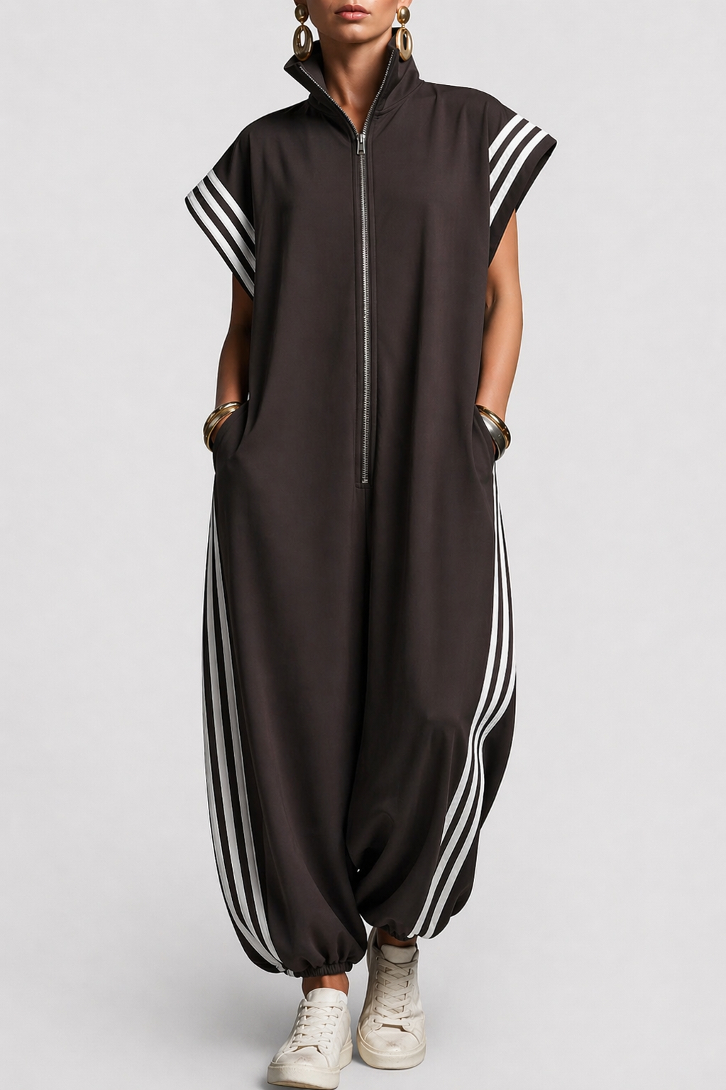 Peyton | Women's Sleeveless Zip-Neck Jumpsuit with Side Pockets
