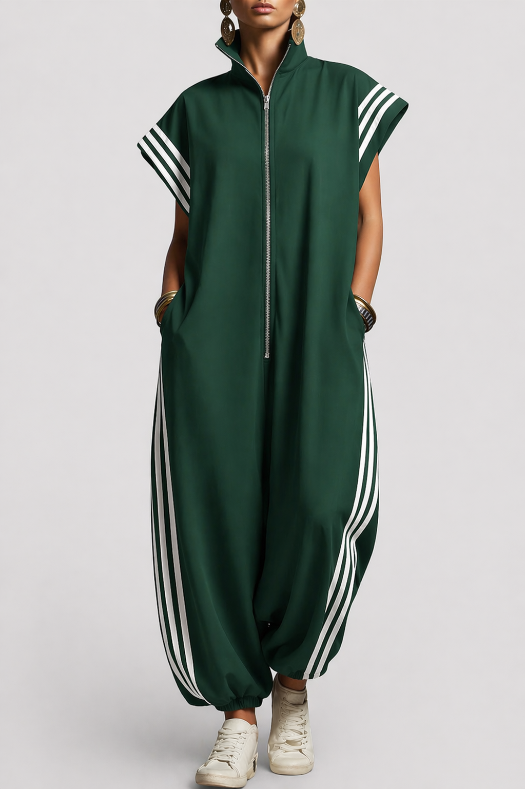 Peyton | Women's Sleeveless Zip-Neck Jumpsuit with Side Pockets
