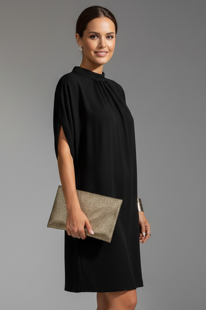 Phoebe | Women's Mock Neck Mini Dress With Slit Sleeves