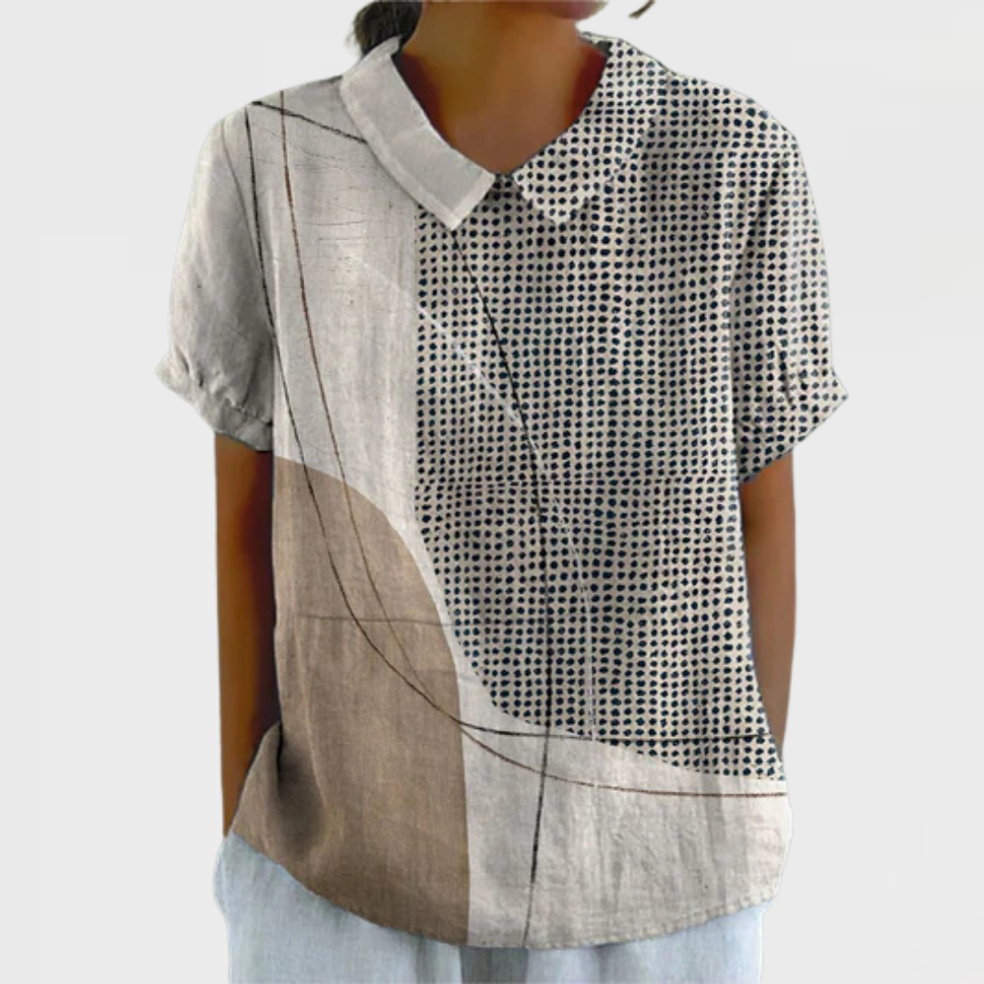 Alessandra | Women’s Abstract Print Shirt with Dots and Lines