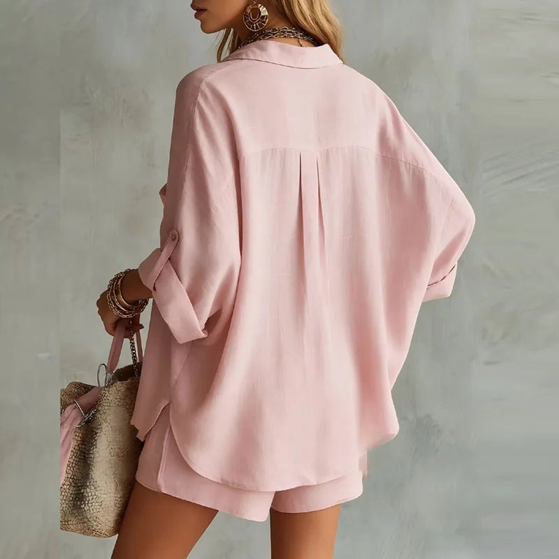 Rica | Women's Two-Piece Shorts Set with Oversized Button-Down Shirt