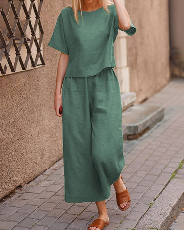 Rosalie | Women's Two-Piece Set with Loose-Fit Top and Wide-Leg Pants
