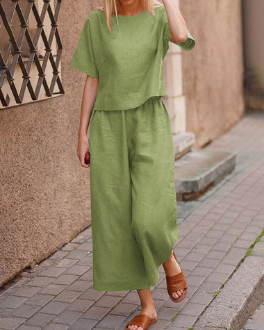 Rosalie | Women's Two-Piece Set with Loose-Fit Top and Wide-Leg Pants