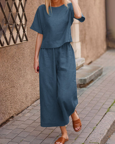 Rosalie | Women's Two-Piece Set with Loose-Fit Top and Wide-Leg Pants
