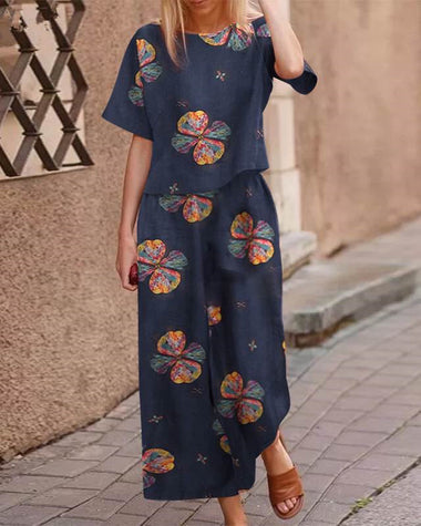 Rosalie | Women's Two-Piece Set with Loose-Fit Top and Wide-Leg Pants