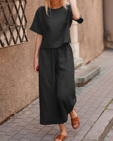 Rosalie | Women's Two-Piece Set with Loose-Fit Top and Wide-Leg Pants