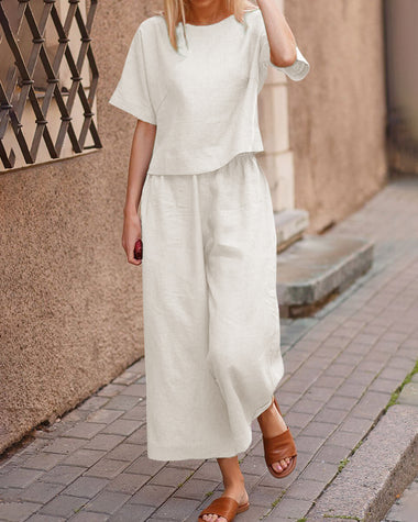 Rosalie | Women's Two-Piece Set with Loose-Fit Top and Wide-Leg Pants