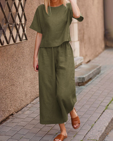 Rosalie | Women's Two-Piece Set with Loose-Fit Top and Wide-Leg Pants