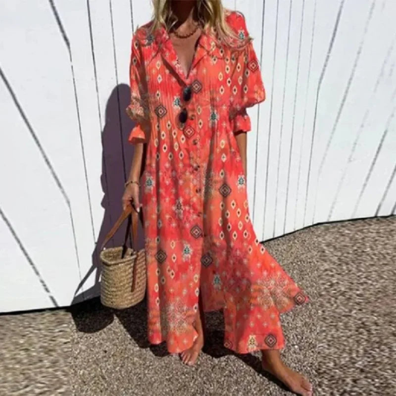 Rosalina | Women's Floral Print Maxi Dress with Front Slit