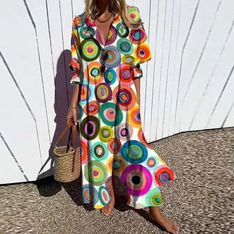 Rosalina | Women's Floral Print Maxi Dress with Front Slit