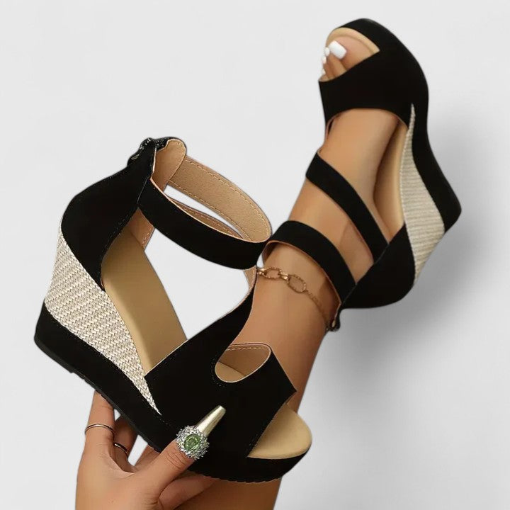 Rosalyn | Women's Wedge Sandals with Woven-Style Heel