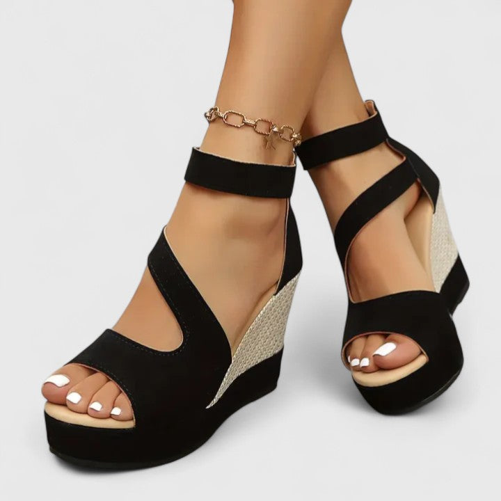 Rosalyn | Women's Wedge Sandals with Woven-Style Heel