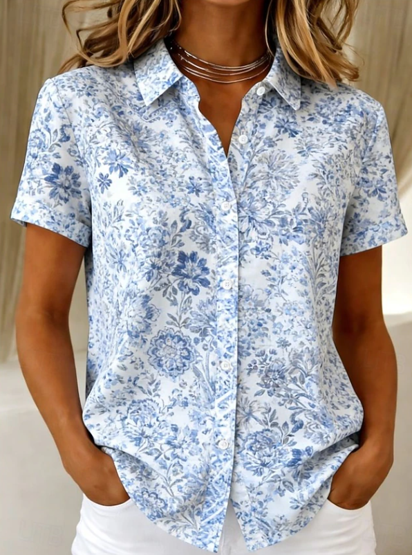 Roslyn | Women's Short-Sleeve Floral Button-Up Shirt