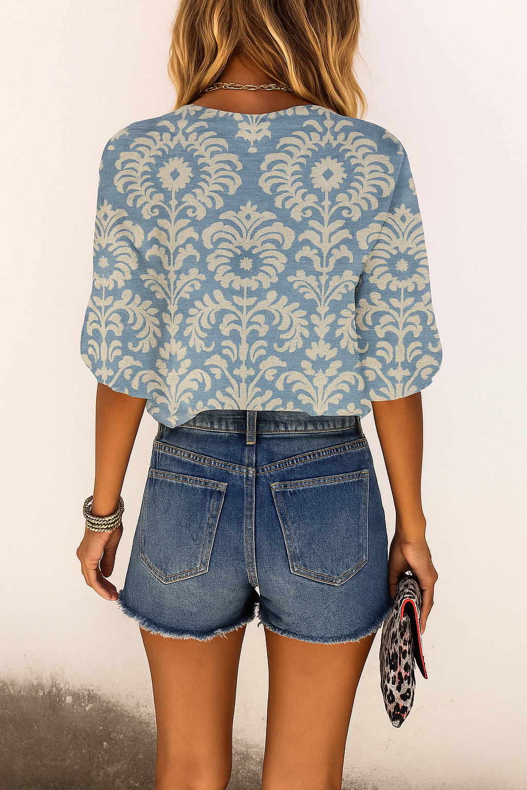 Ryza | Women’s Floral Button-Front Blouse with Short Sleeves