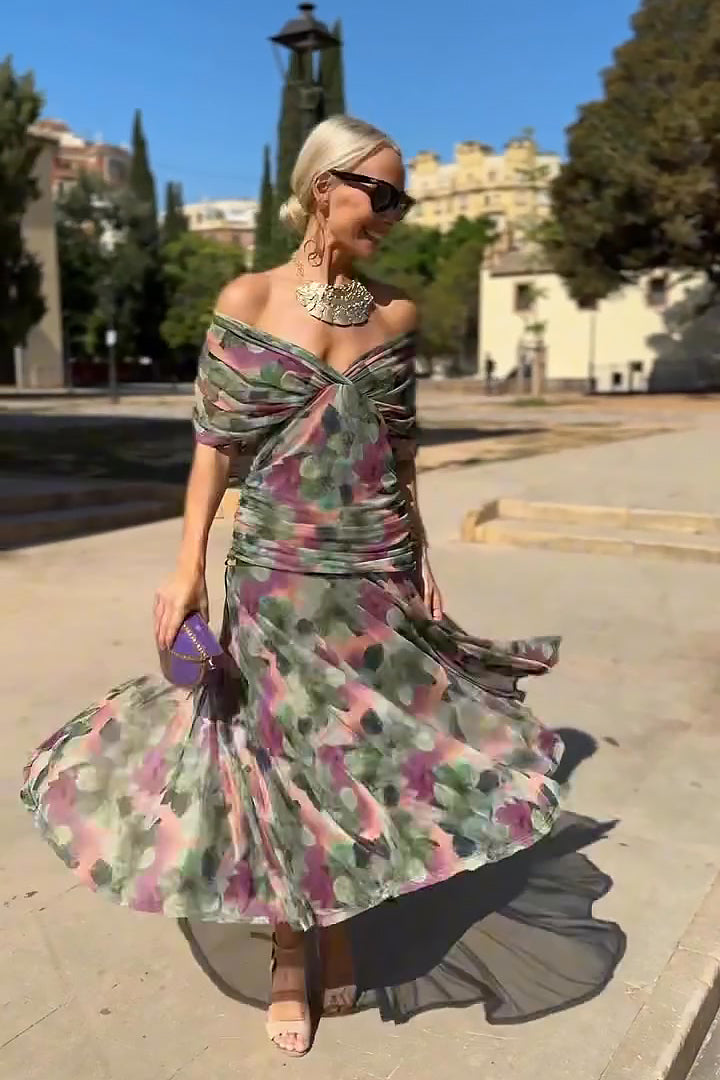 Serenella | Floral Print V-Neck Maxi Dress