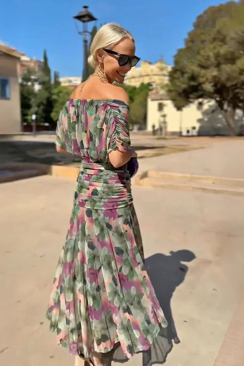 Serenella | Floral Print V-Neck Maxi Dress