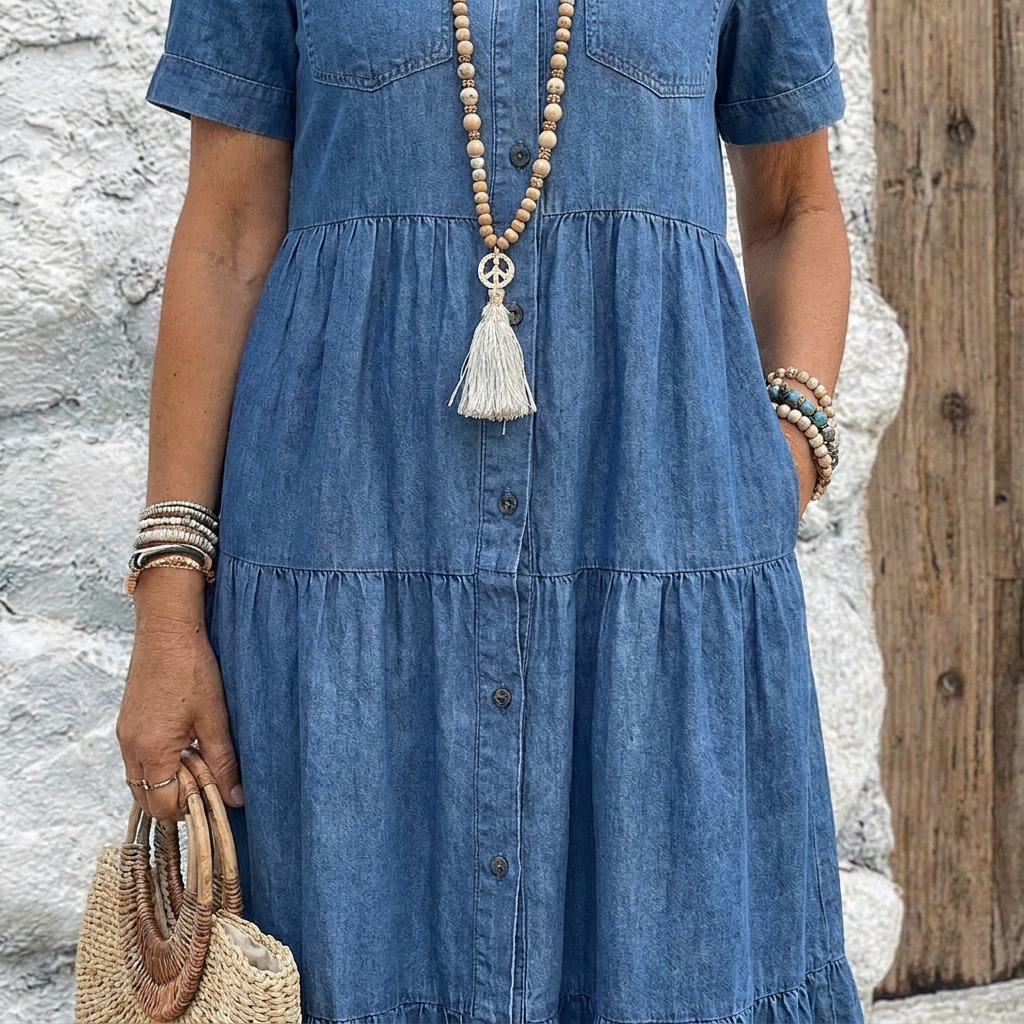 Stacey | Women's Button-Front Tiered Midi Dress
