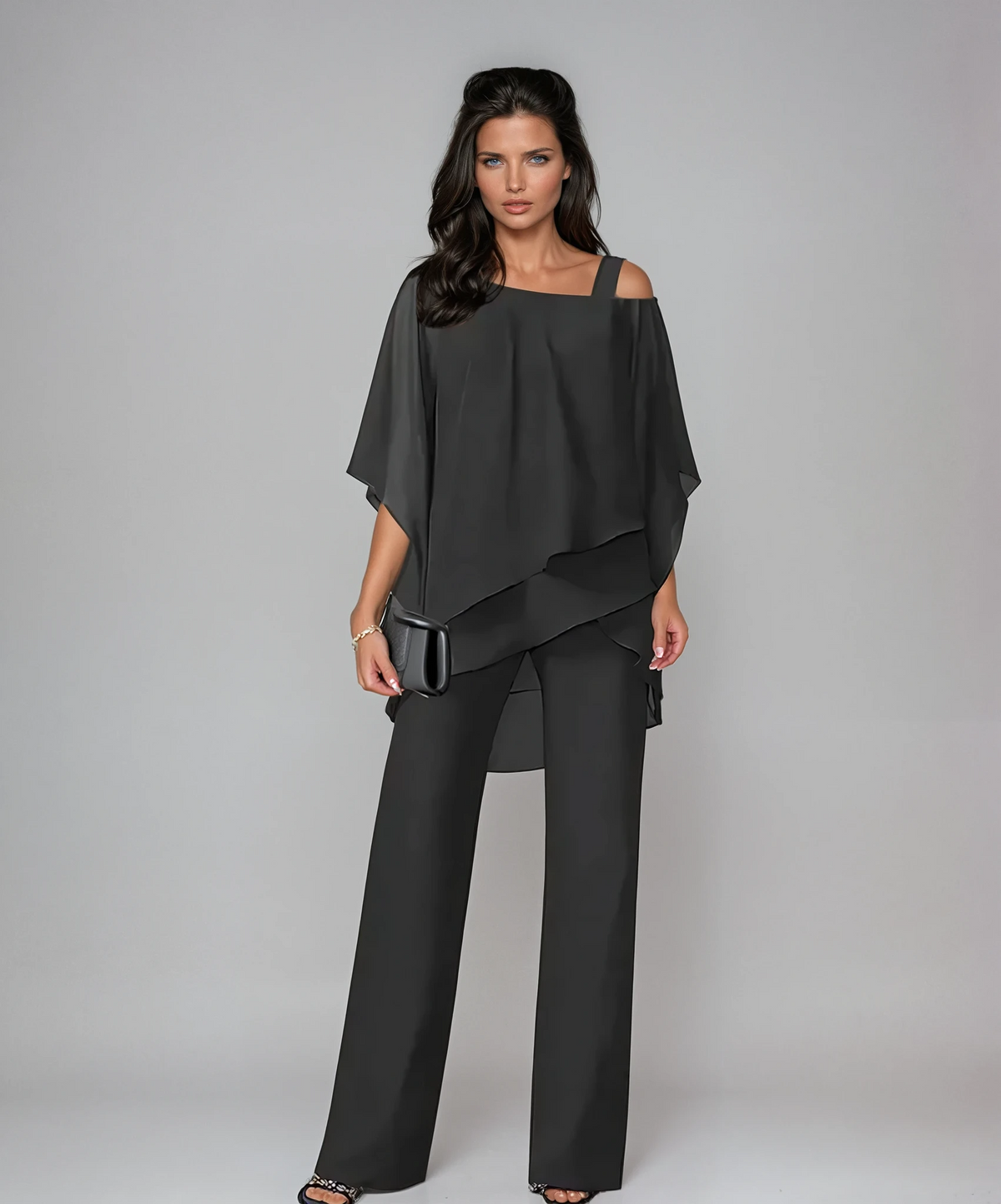 Tamsinelle | Women's Two-Piece Layered Top and Wide-Leg Pants Set