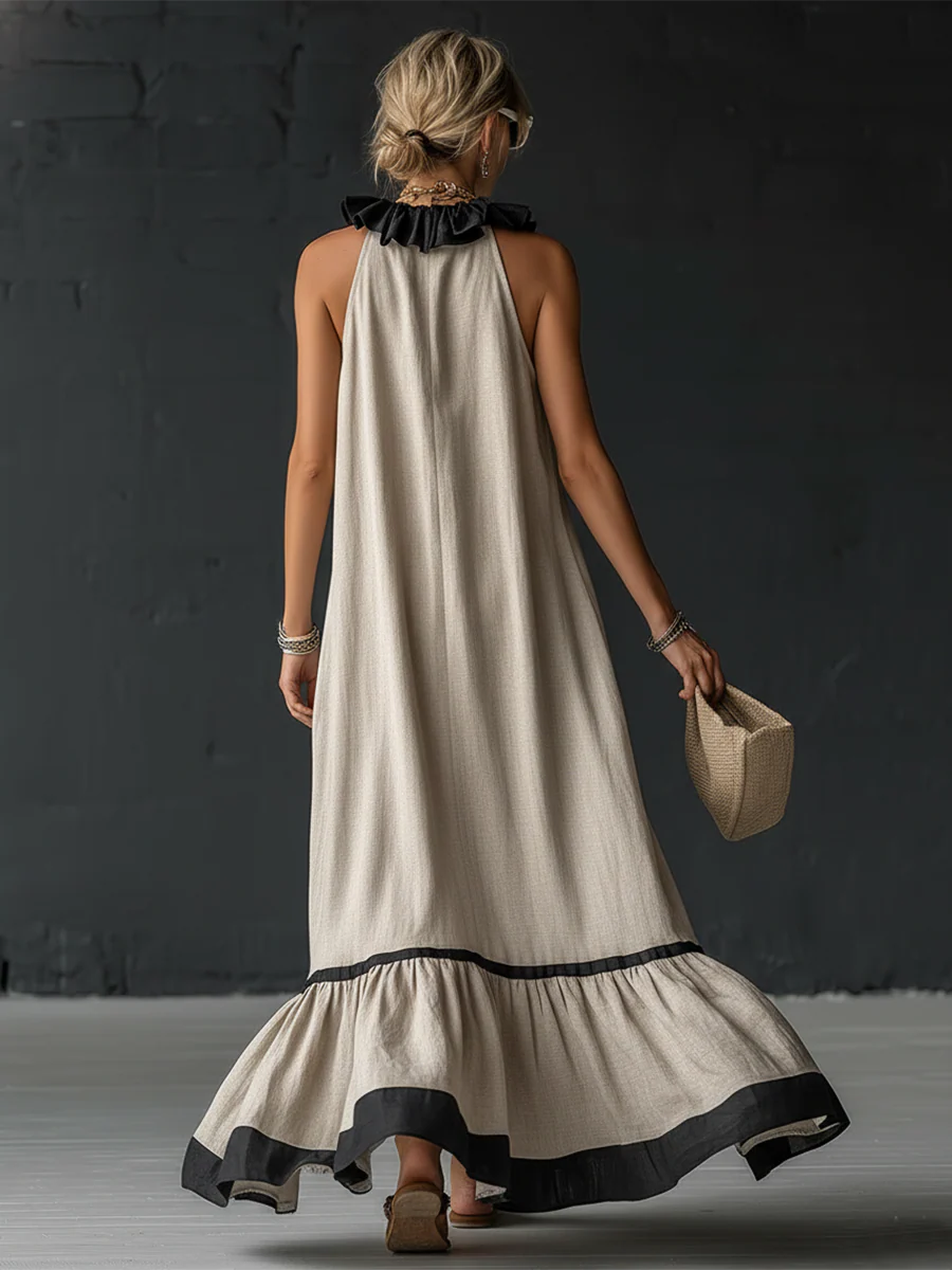 Rosie | Ruffled Colour-Block Maxi Dress