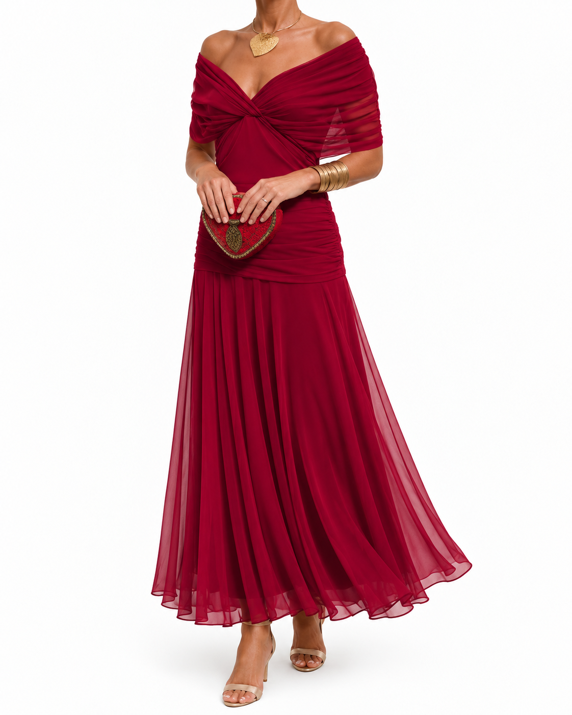 Tiffany | Women's Off-Shoulder Draped Mermaid Maxi Dress
