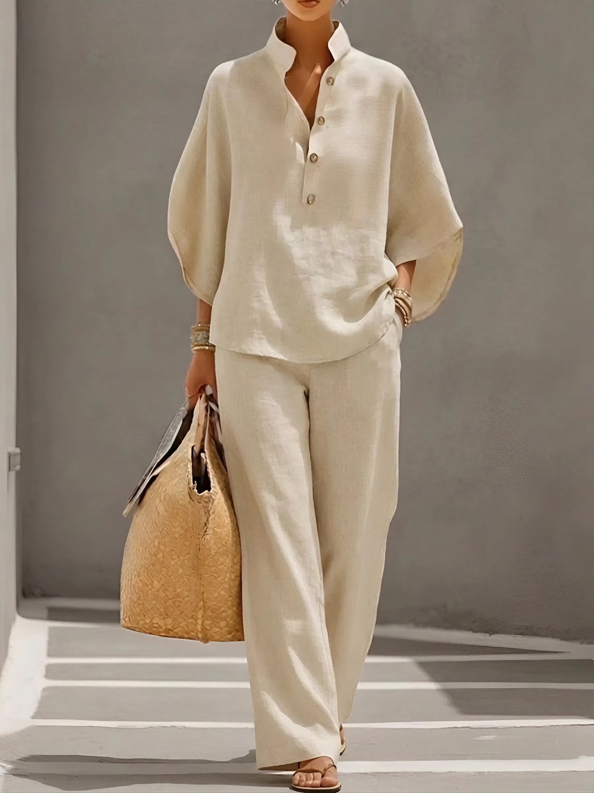 Whitney | Women's Two-Piece Wide-Sleeve Top and Wide-Leg Pants Set