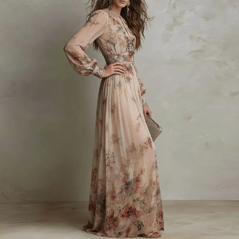Winona | Women’s Vintage Floral Maxi Dress with Long Sleeves