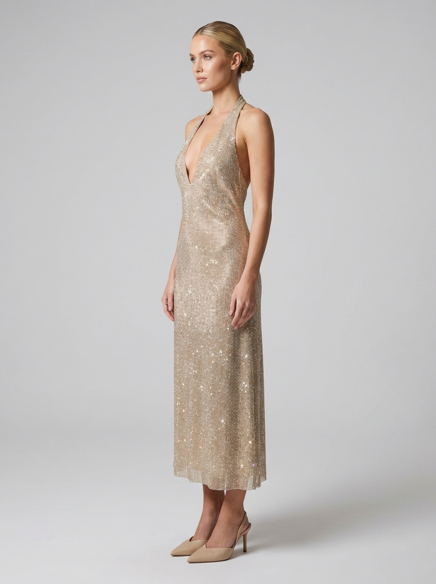 Women's Formal Dress Halter Neck | Party Midi