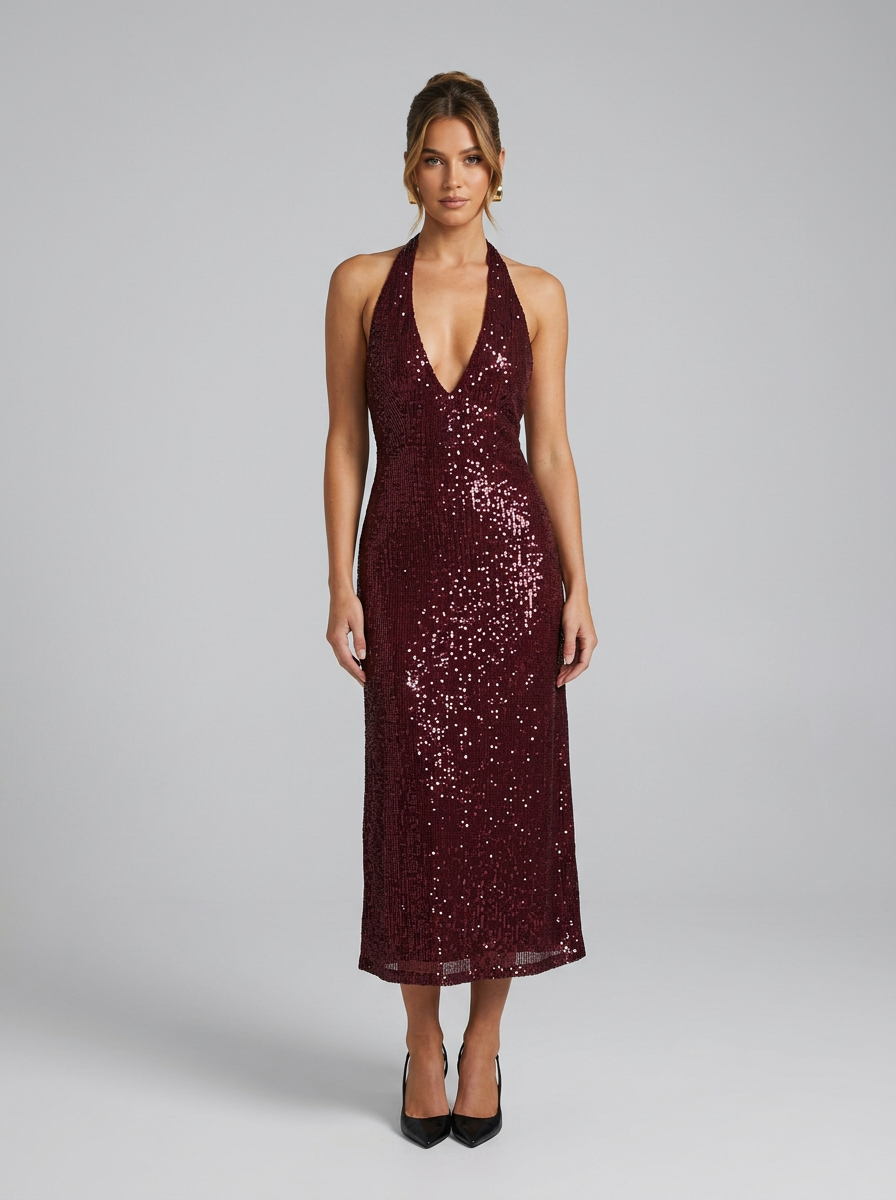 Women's Formal Dress Halter Neck | Party Midi