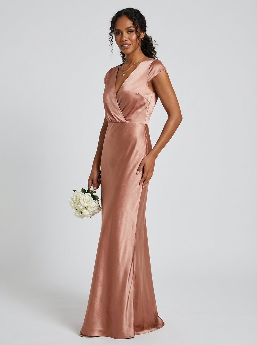 Women's Formal Dress V-Neck Cap Sleeve