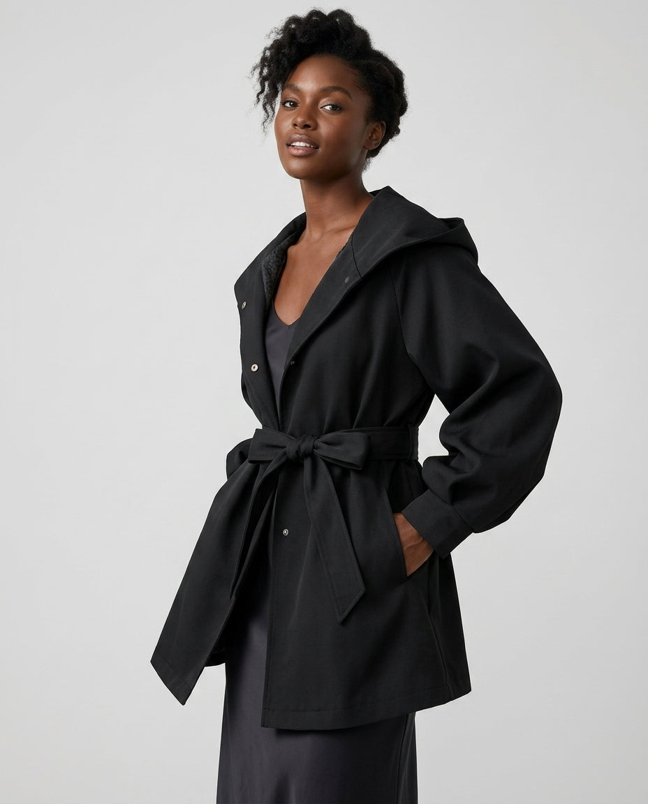 Women's Hooded Coat Belted | Mid-Length