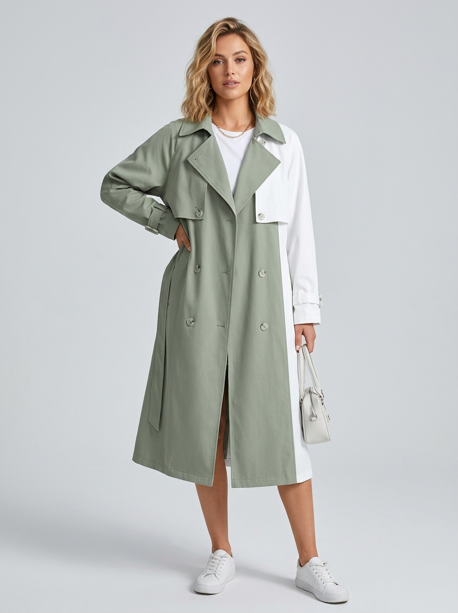 Women's Trench Coat Colour Block | Long