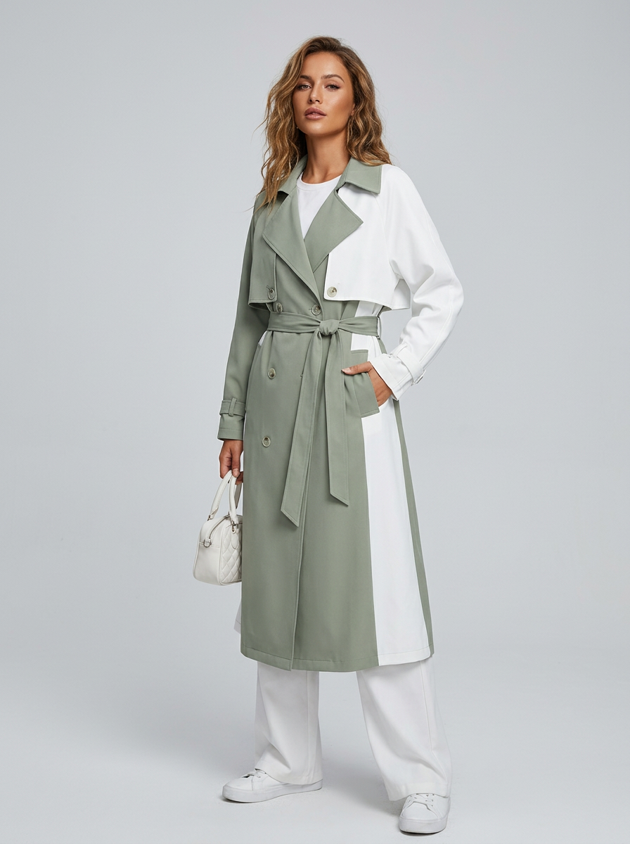 Women's Trench Coat Colour Block | Long