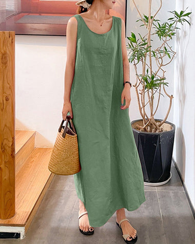 Adeline | Women's Sleeveless Maxi Dress with Side Pockets