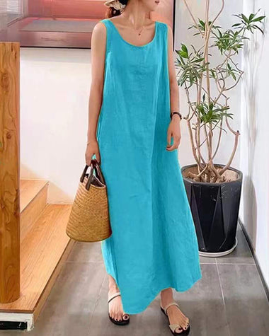 Adeline | Women's Sleeveless Maxi Dress with Side Pockets
