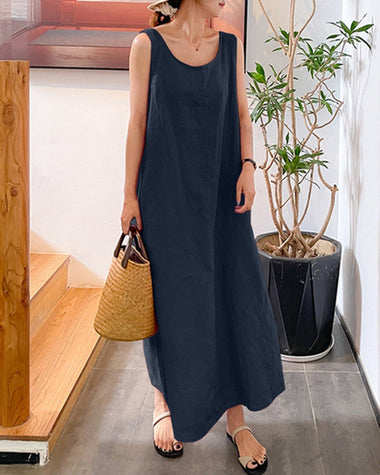 Adeline | Women's Sleeveless Maxi Dress with Side Pockets