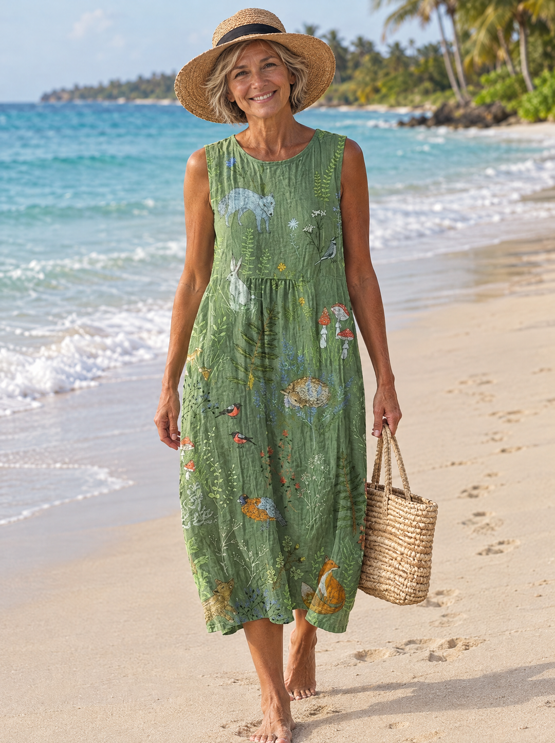 Alfreda | Women's Woodland Animal Print Midi Dress