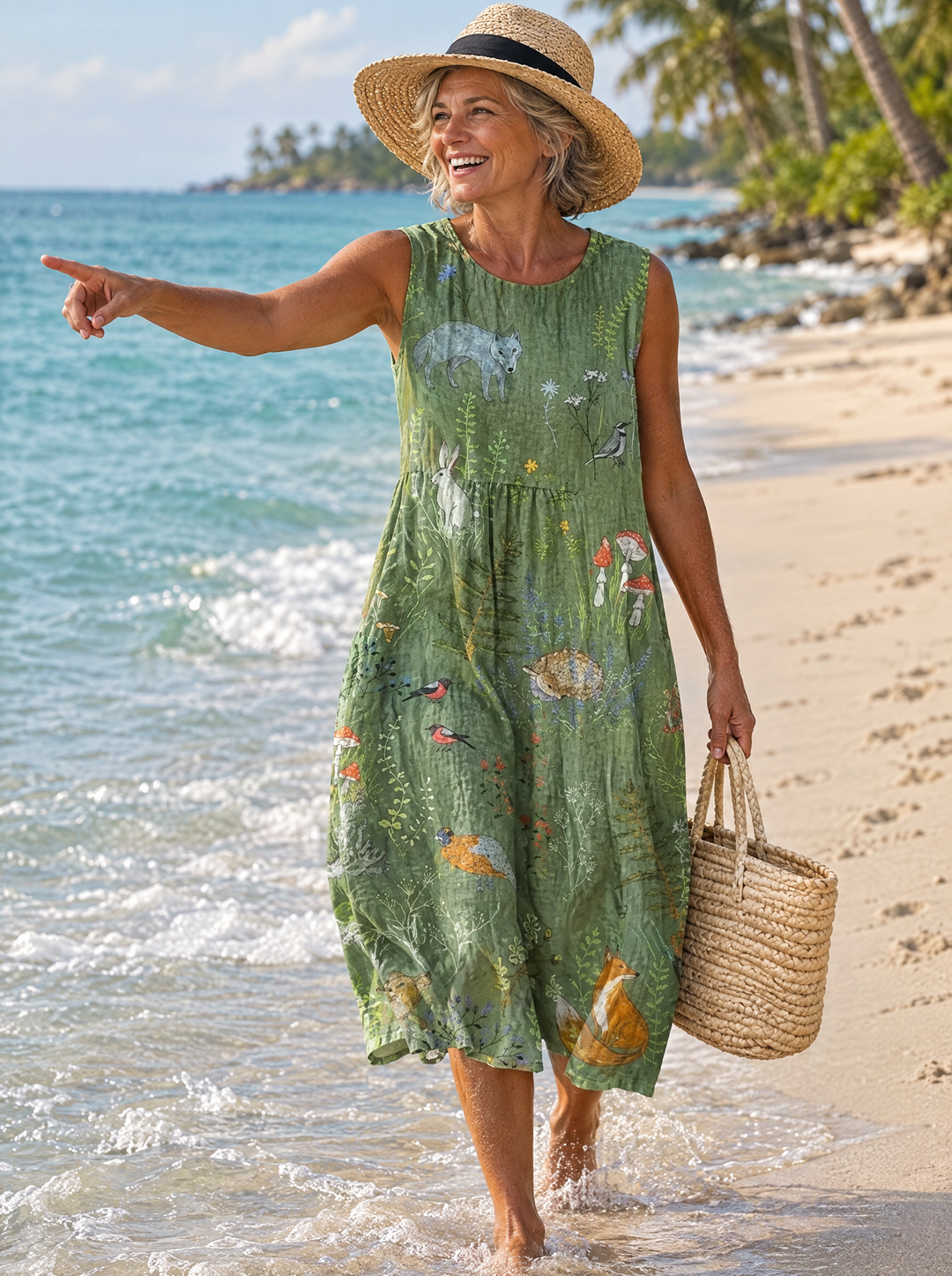 Alfreda | Women's Woodland Animal Print Midi Dress