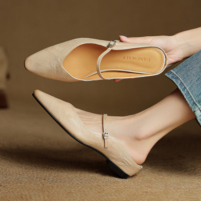 Alicia | Pointed-Toe Mary Jane Mule Shoes