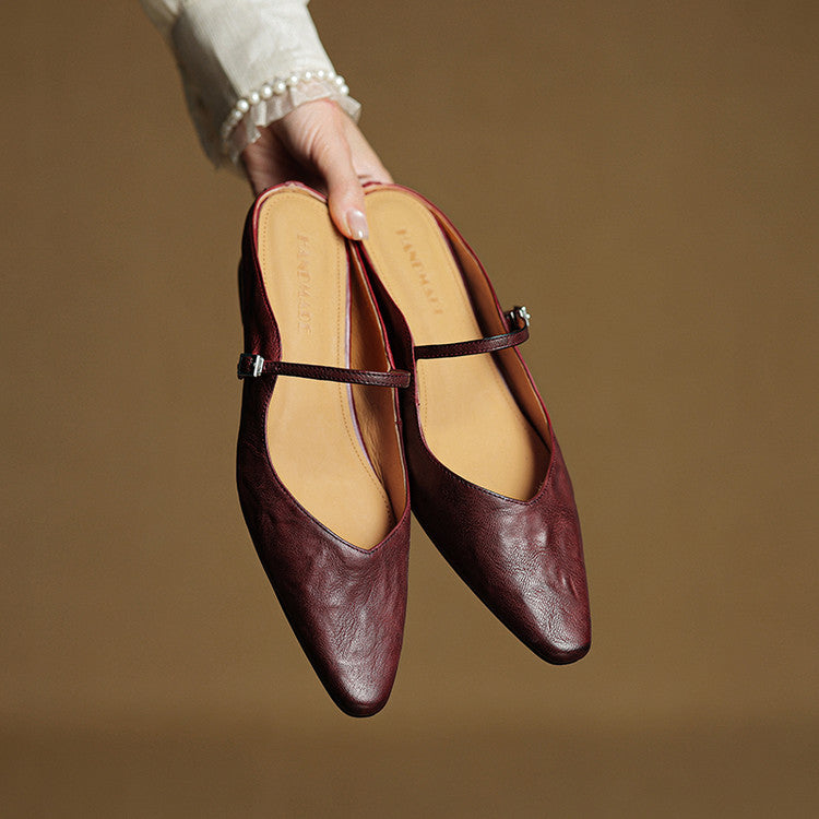 Alicia | Pointed-Toe Mary Jane Mule Shoes