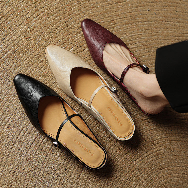 Alicia | Pointed-Toe Mary Jane Mule Shoes