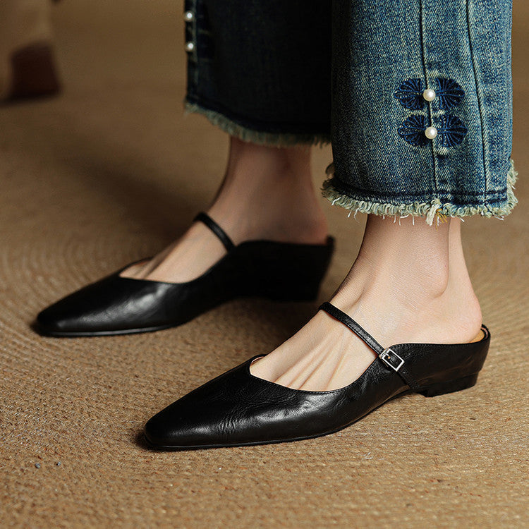 Alicia | Pointed-Toe Mary Jane Mule Shoes