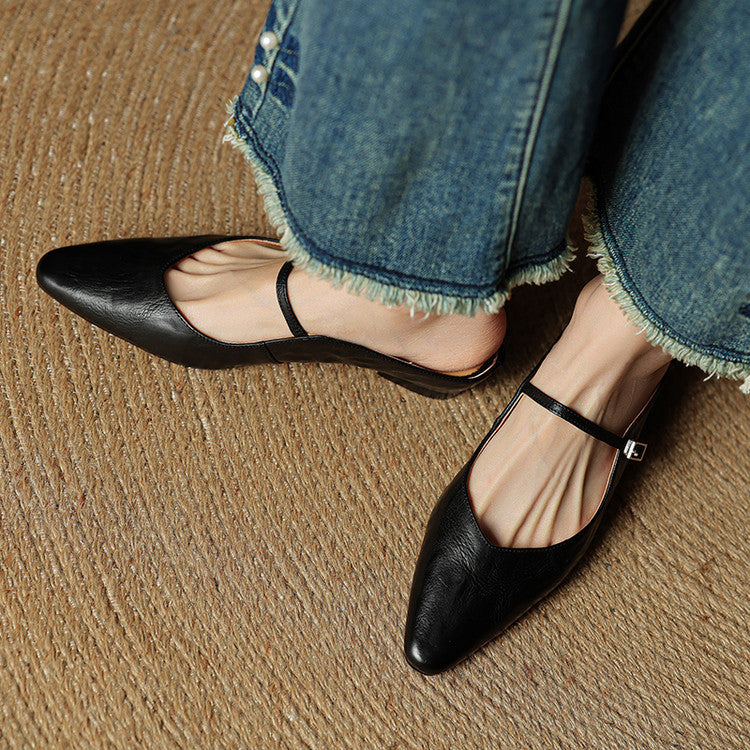 Alicia | Pointed-Toe Mary Jane Mule Shoes
