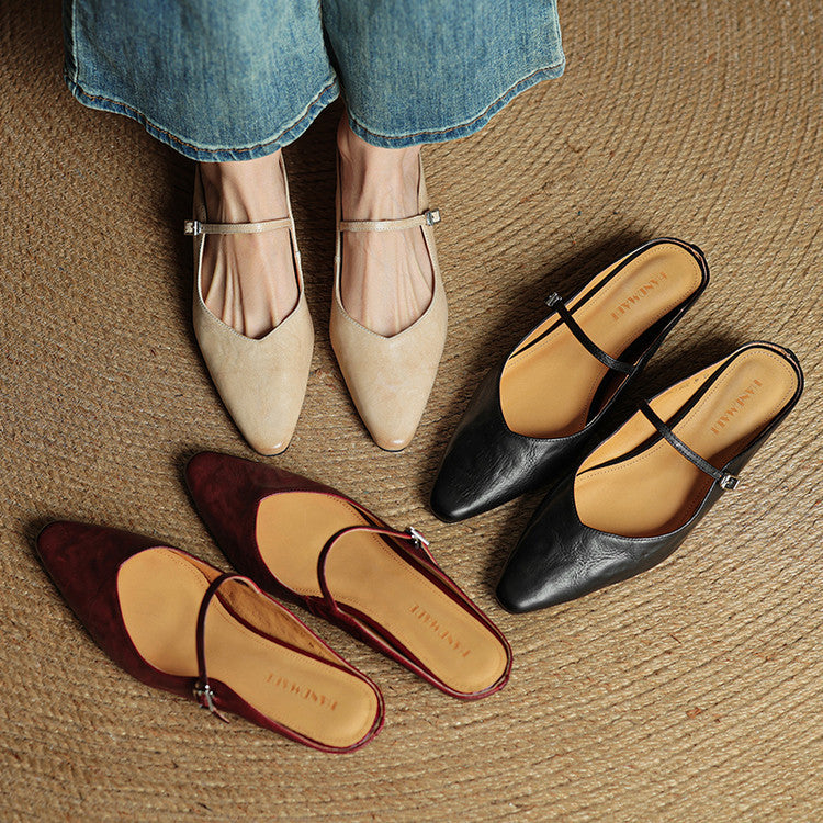 Alicia | Pointed-Toe Mary Jane Mule Shoes
