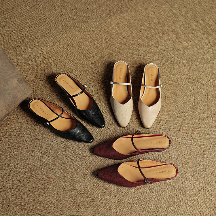 Alicia | Pointed-Toe Mary Jane Mule Shoes