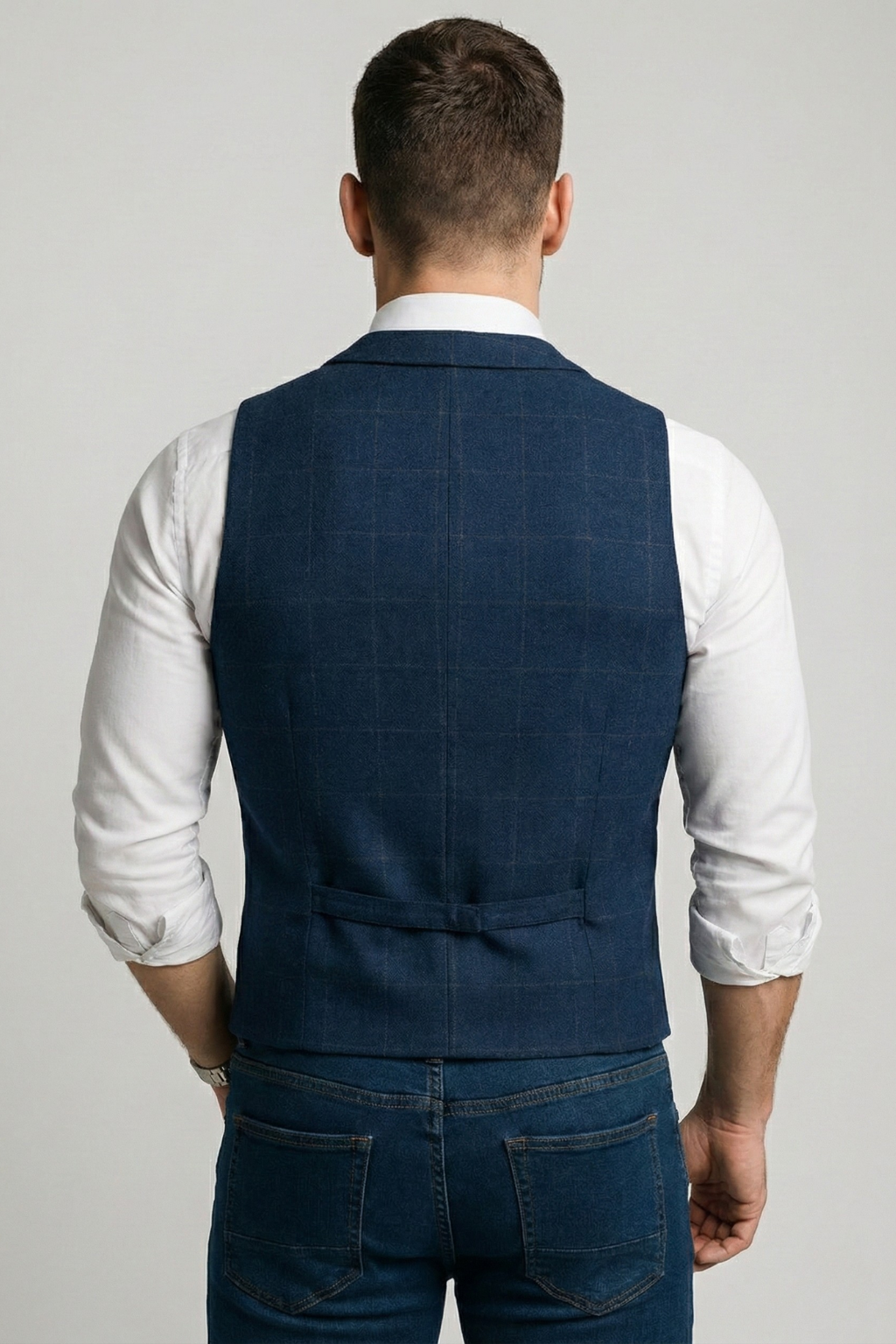 Alistair | Men's V-Neck Waistcoat With Windowpane Check